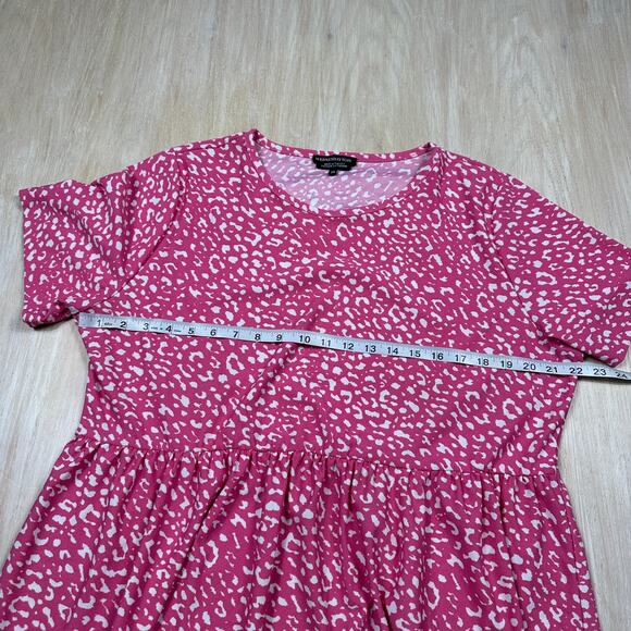 Wednesday’s Girl Pink Animal Print Ruffle Skater Dress Short Sleeve Casual 20 - Picture 7 of 13